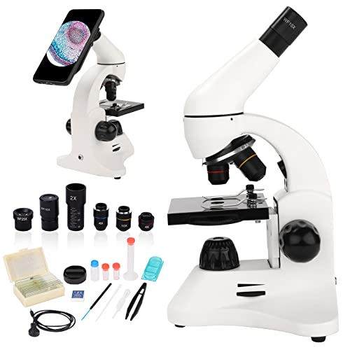 40X-2000X Mikroskop für Erwachsene, Kinder, Studenten, Anfänger, Metallkörper, Dual-LED-Beleuchtung, Mikroskop mit Schieben, Telefonadapter, Wissenschaftskit für Schule, Zuhause, biologische Bildung Cover