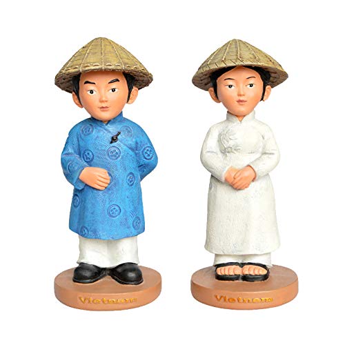 Happy Home Products Figurine Couple Vietnamien Enfant Cadeau d'anniversaire Jour Anniversaire De Mariage De Valentine National Costume Traditionnel Résine Artisanat Statue Intérieure