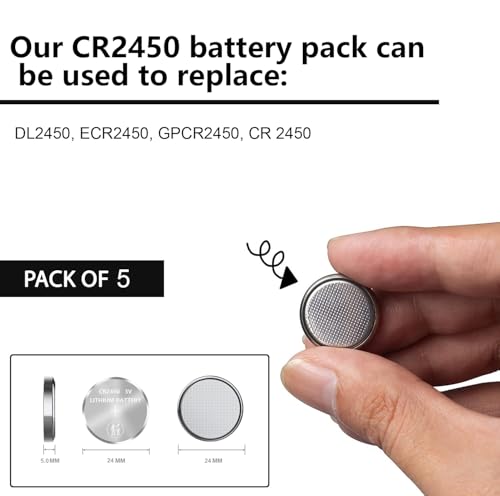 Pilas de litio CR2450 3V para relojes y calculadoras 5 unidades miniatura 2