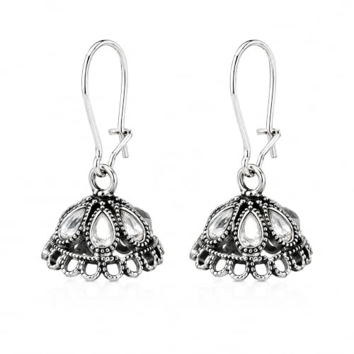 Antique Silver Plated Oxidised Traditional Design Small Sized Jhu...