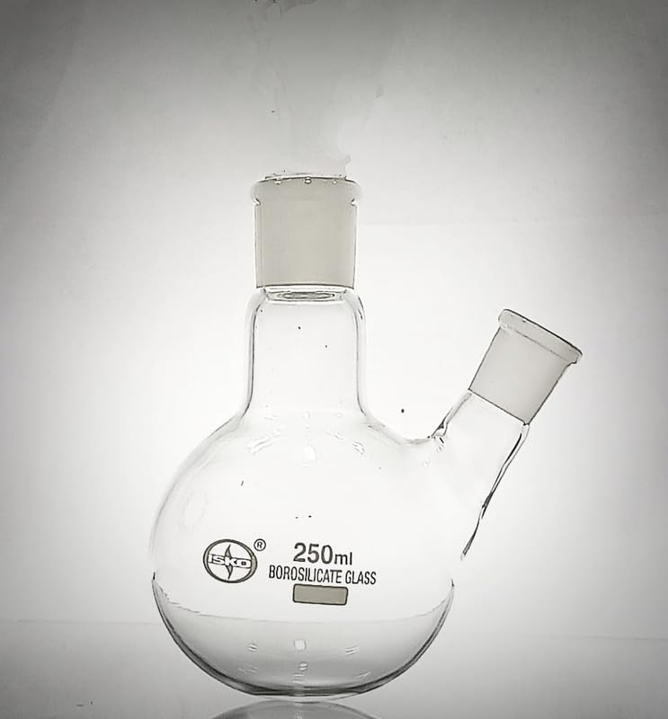 ISKO Borosilicate Glass Two Neck Flask Side Angle 100 ml B-24 / b-19(1 Pc)-image-16