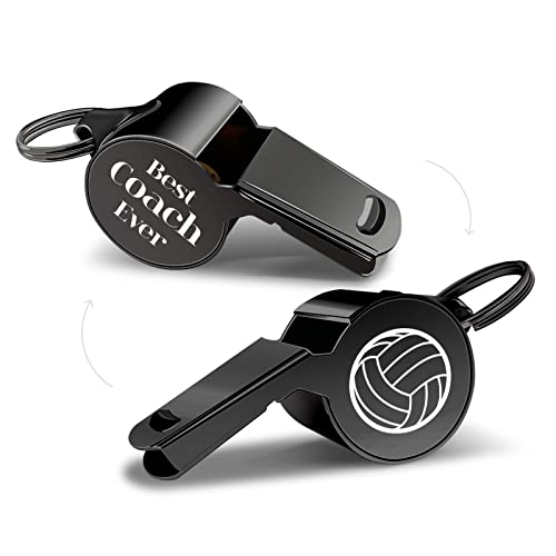 QIBAJIU Whistle with Lanyard, Coach Whistle, Black Whistle, Volleyball Gift, Men's Women's Coach Gift, Thank You Cheer Coach Gift - Best Coach Ever - Teacher Whistle Coach Gift