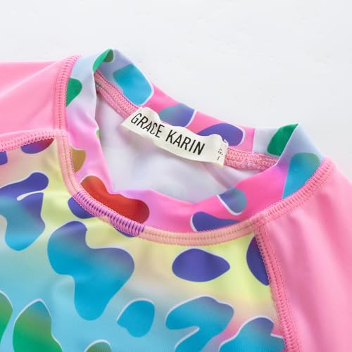 Image of GRACE KARIN Girls Swimsuit Tankini Set Rash Guard Long Sleeve Swimsuit 4 Piece Bathing Suit Swimwear 5-14Y