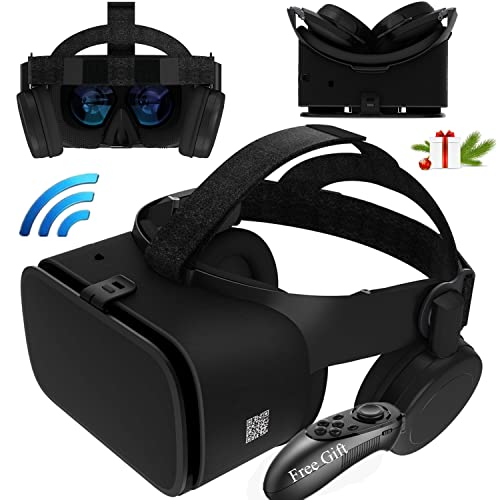 Virtual Reality Headset, VR headsets w/ Remote for iPhone Android PC Phone for iPhone 13 12 11 Pro X S R Max Samsung, 3D VR Set para Gafas de Realidad Virtual for Kid Adult Play 3D Game Movie, Black