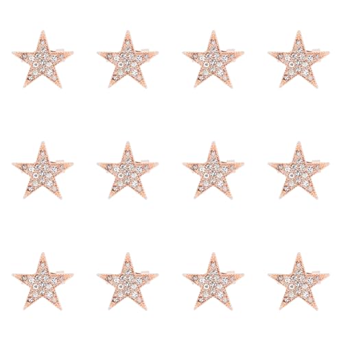 SUPERFINDINGS 12 broches Étoile en Alliage Pentagramme Or Rose Strass Badge Broche en Métal pour Robe Pull Écharpe Bérets Sac Décorations