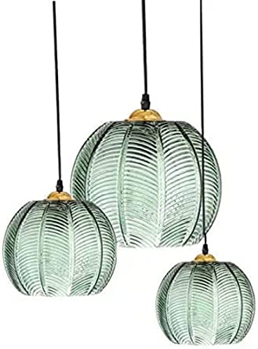 HXYSXHJUO Lámpara Colgante Moderna de Vidrio de 3 Pulgadas, araña de Techo con diseño de Calabaza Verde y Pantalla Acanalada con Cable Ajustable, Ideal para Dormitorio, Sala de Estar, fregad