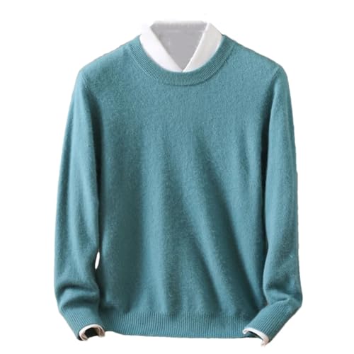 Men's Round Neck Solid Color Wool Sweater Large Size Long Sleeve Knitted Pullover