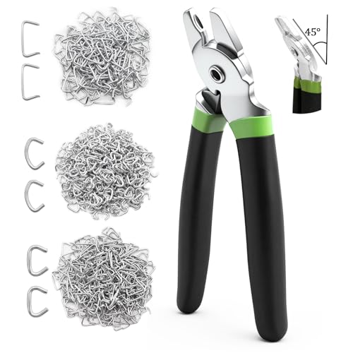 Image of 300 Pcs Hog Rings with Bent Hog Ring Pliers Kit 3 /4 inch 1 /2 inch 3 /8 inch Galvanized Hog Rings for Bagging、DIY Craft、Furniture、Animal Pet Cages、Ropes