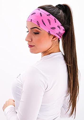 Kit com 3 Testeira Headband Faixa de Cabeça Hupi Run Asas, Cor: Preto/rosa