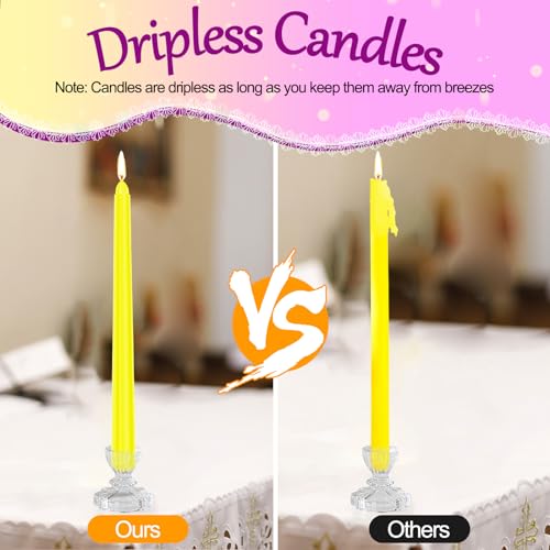 Tobeape 24 Pack Colored Taper Candles, 10 Inch x 0.85 Dinner Candle Set, 7-8 Hour Burn Time, Unscented, Smokeless and Dripless Colorful Wax Candlesticks for Birthday Wedding Party Home Décor Christmas — view 5