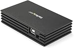 StarTech.com 4 Port Compact Black USB 2.0 Hub - Bus-powered or with Included Power Adapter - Portable Mac/PC laptop hub (ST4202USB) | Compact black, 480Mbps, USB Powered or included power adapter, Portable Mac PC laptop, USB 1.1 backward compatible