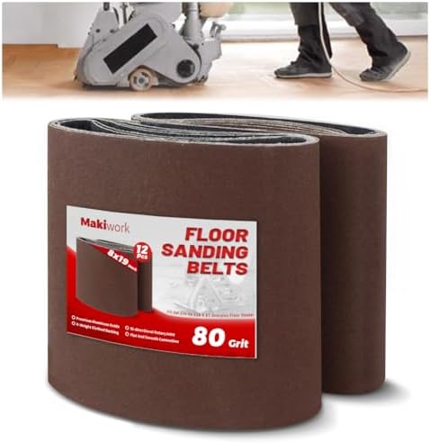 8 inch x 19 inch 80 Grit Sanding Belts, 12 Pack, EZ 8 Drum Sander Sandpaper Rolls for Woodworking and Floor Polishing, Aluminum Oxide Sander Sleeves