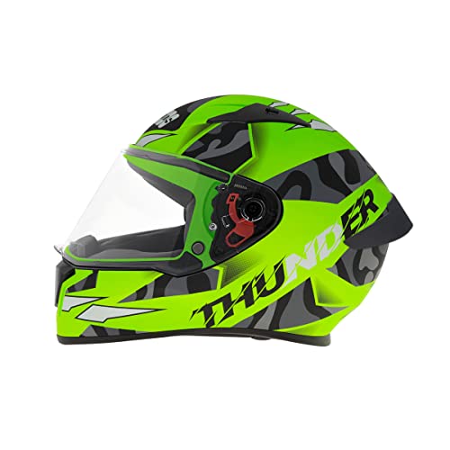 Image of Studds Thunder Full Face Helmet D7 with Clear Visor (Matt Neon Green N9, L)