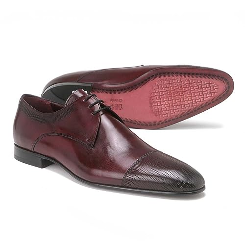 Image of Golden Pass Men's Burgundy Cap Toe Leather Sole Oxfords Dress Shoes