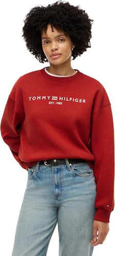 Tommy Hilfiger Damen Sweatshirt Corp Logo Relaxed Fit, Rot (Dark Magma), M – Ansicht 1