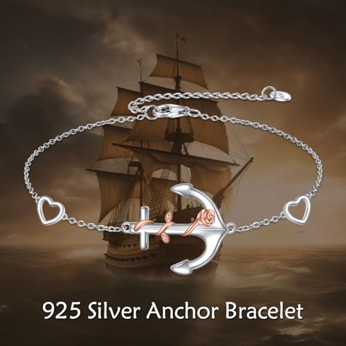 Sdopir Anchor Bracelet Sterling Silver Nautical Theme Anchor Rope Link Chain Bracelets Jewelry Gifts For Women thumb #5