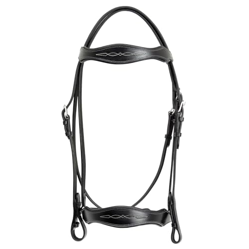 Grewal Equestrian Shadow Creek Padded Flash Leather Bridle, English Horse Tack (Oversize)