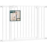 VOUNOT® Cancelletto di Sicurezza per Bambini in Metallo 103-110 cm, Barriera per Scale a Pressione Senza Foratura Altezza 76 cm, Chiusura Automatica con Doppio Blocco, Apertura Bidirezionale, Bianco