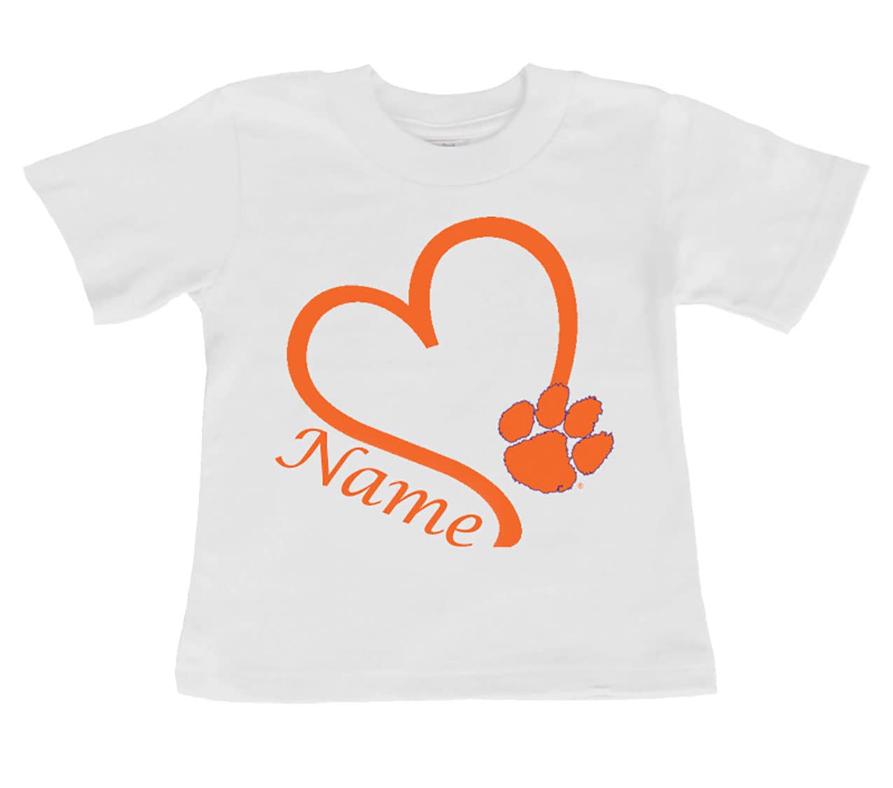 Clemson Tigers Personalized Heart Baby/Toddler T-Shirt (5/6T)