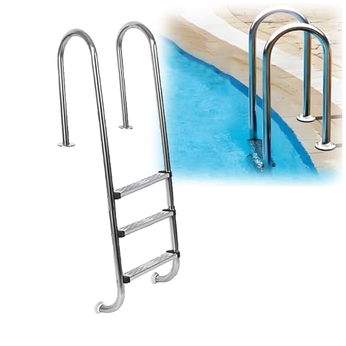 Escalera para piscina 3 escalones acero inoxidable 8 cm altura miniatura 1