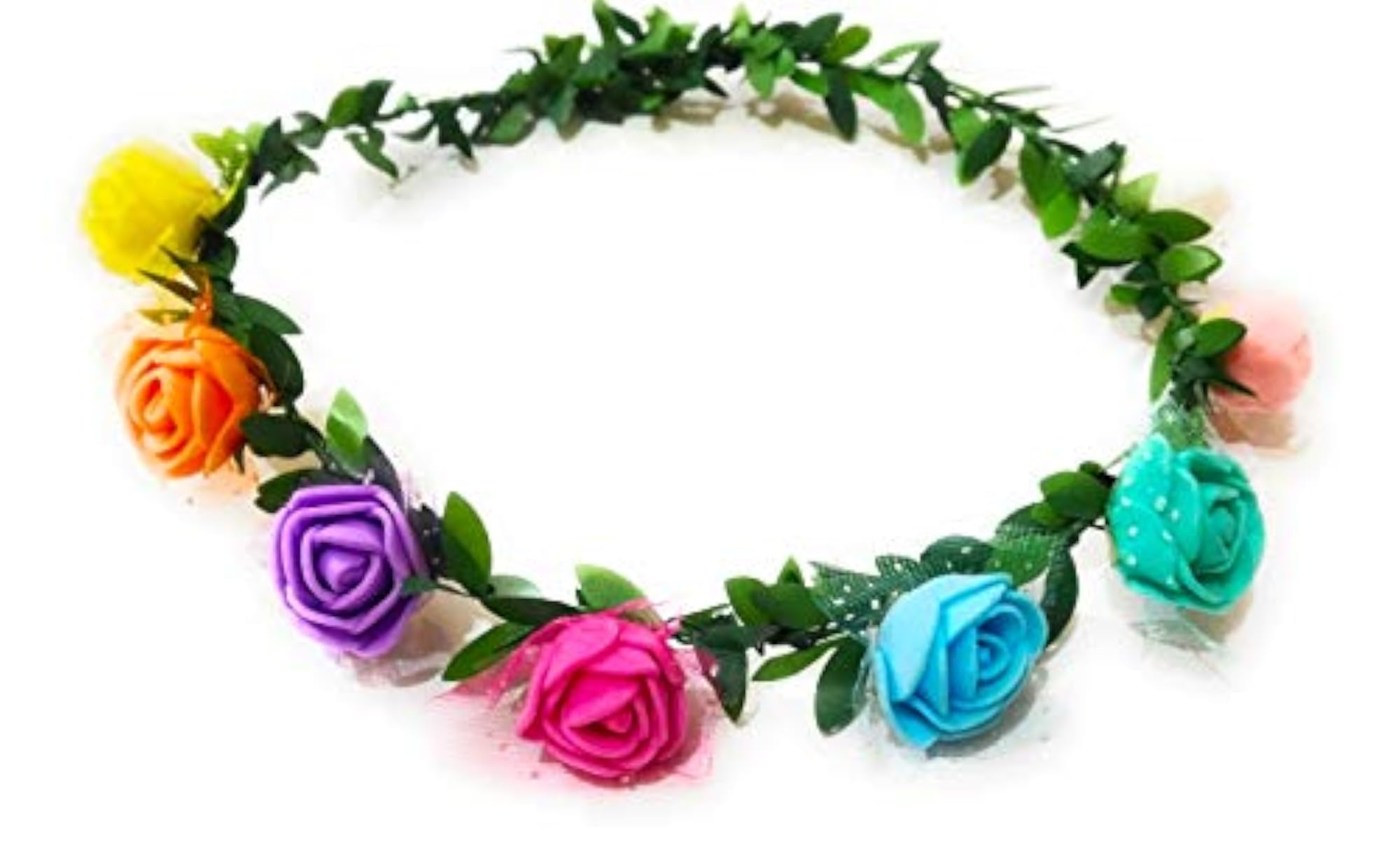 Multicolor Foam Flower Floral Tiara with Adjustable Ribbon for Girls