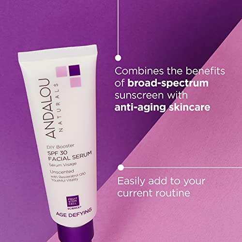 Andalou Naturals Diy Booster Spf 30 Facial Serum Unscented, Anti Aging Face Sunscreen With Broad Spectrum Protection, Moisturizing For Dry To Very Dry Skin, 2 Fl Oz #TOP1
