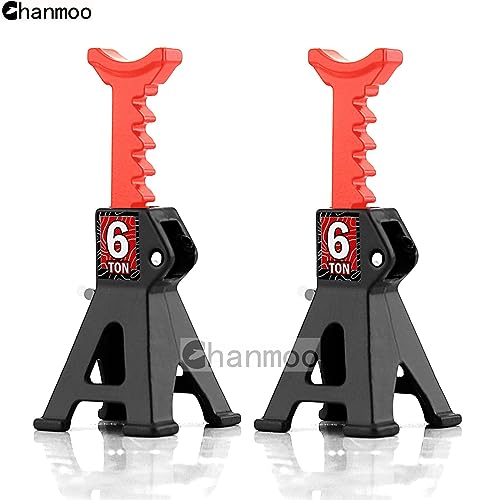 Chanmoo 1/24 RC Toy Jack Stands 1/18 Simulation 6 Ton Metal Adjustable Mini Jacks Stand for 1:18 1:24 Scale Crawler Car Axial SCX24 Kyosho Tamiya HSP FCX24 TRX4M SCX24 AX24 Ford Bronco (Black, 2 PCS) - Thumbnail 5