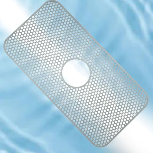 ISDVBUY 1 Pack Silicone Sink Mat, Center Drain Non-slip Sink Protectors Large Kitchen, Heat Resistant Mat Liner for Farmhouse Stainless Steel Porcelain Bottom