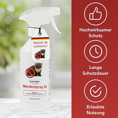 BIODELTA LTK-008 Anti Marder Spray 500 ml - Marderschreck - Marderabwehr mit Langzeitwirkung - Marderschutz - Vertreibt Marder ohne zu schaden - Blumenduft- fleckenfrei