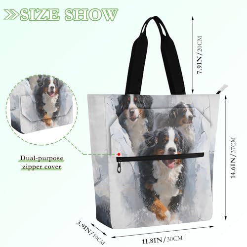 Bolsa escolar de perro de montaña 3D: bolsa de tela con bolsillos para compras 4