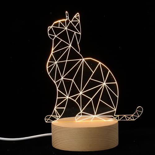 Lámpara de Mesa de Noche LED Animal Gato 3D Pequeña miniatura 1