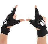 Ytuomzi Fingerless LED Flashlight Gloves Outdoor Night Fishing Glove with 2 LED Lights Rescue Tools,