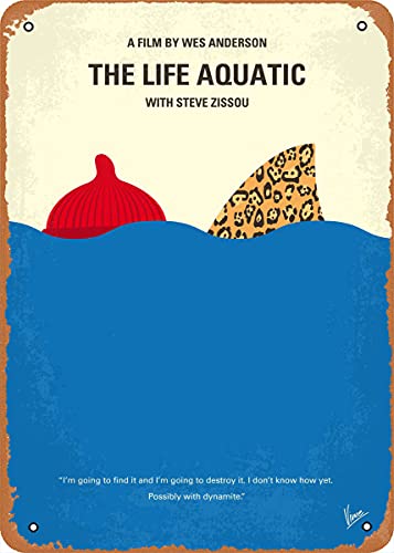 ASIOADWNA Vintage Metal Poster - Minimal Movie Poster No774 My The Life Aquatic with Steve Zissou Minimal MOV Tin Sign 12 X 8 Inches Suitable for Wall Decoration of Bar,Cafe,Garage,Man CAVE