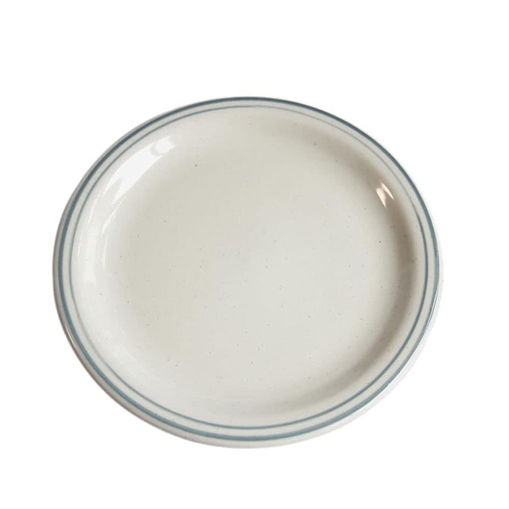 Assiettes à dîner en céramique avec lignes bleues pouvant être utilisées comme cuisine et restaurant, matériau en céramique, simple à nettoyer