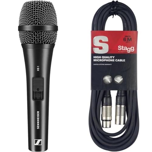 Sennheiser XS 1, Micro Main Dynamique Professionnel à la qualité de Son exceptionnelle, très Robuste & Stagg Câble Microphone de Haute qualité XLR vers Prise XLR, 6 m, Noir