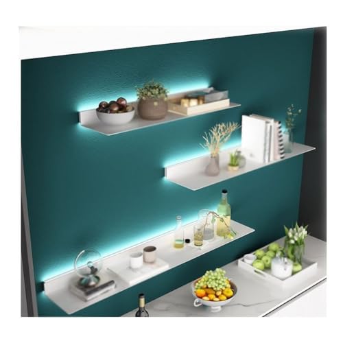 Étagère murale LED blanche 150x20x6cm en métal linéaire pour comptoir et bar