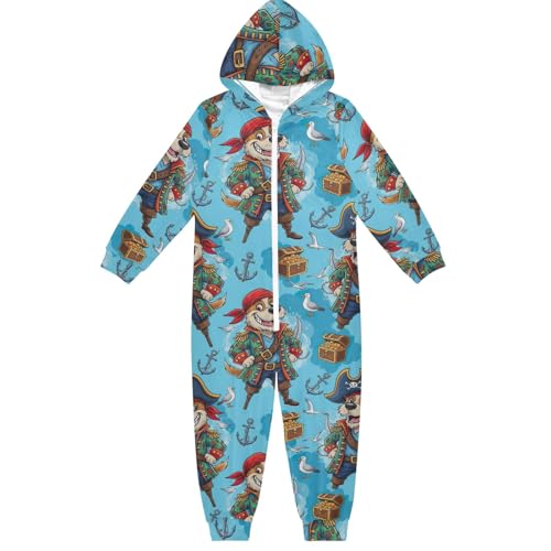 CHIFIGNO Pijama de una sola pieza con capucha para perros divertidos, color azul, para cosplay, ropa de dormir, Funny Dogs Blue, 7-8 años