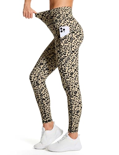 Image of THE GYM PEOPLE Thick High Waist Yoga Pants with Pockets, Tummy Control Workout Running Yoga Leggings for Women