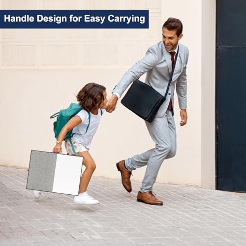 Image of Small White Board Cork-Board Combo - 16 X 12 inches Gray Linen Board & Magnetic Dry Erase Board for Wall, Mini Bulletin Cork Board with Holder for Office, Home and School