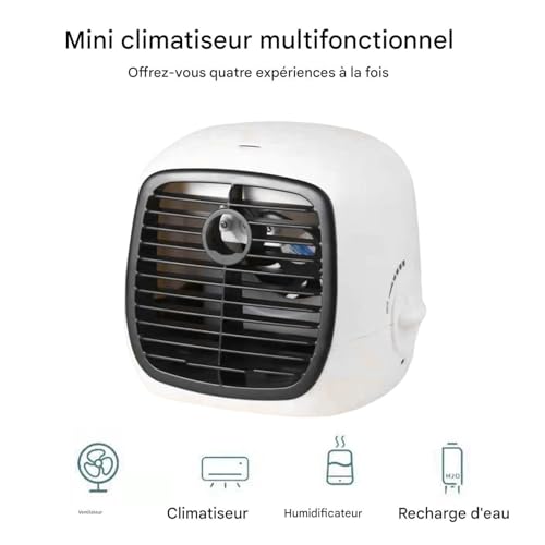 Climatiseur portable USB avec ventilateur réglable trois vitesses