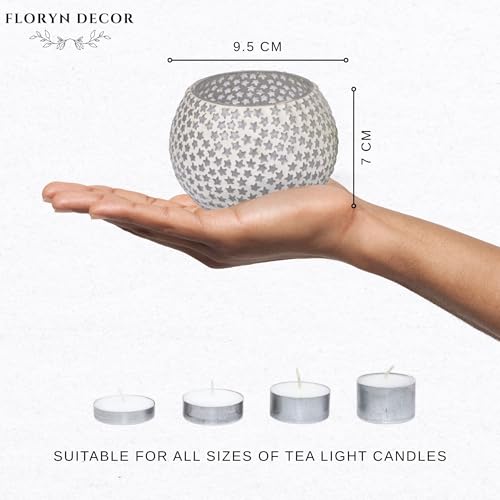 Image of Floryn Decor Morrocan Mosaic Candle Holders | Home Light Decorations Items | Mosaic Glass Tealight Holder | Best lamp for Diwali Decoration | Pack of 3 (with 3 Tealight Candle Free)