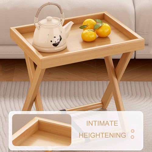 Table d'appoint pliante en bambou structure en X ultra stable - 3