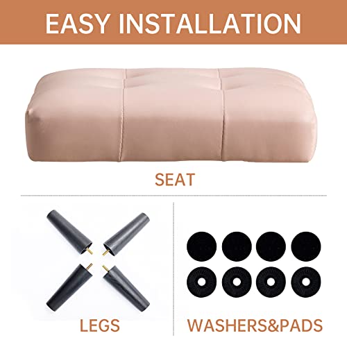 Durfii Small Footstool Ottoman, Faux Leather Wooden Foot Stool Ottoman, Perfect For Living Room, Bedroom, Entryway Or Office Seating (Leather Pink,2Pcs) #TOP5