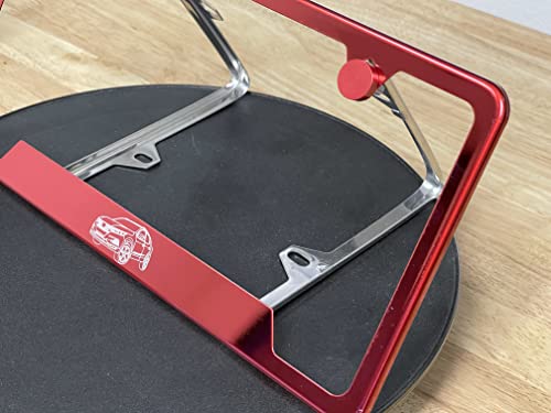 Laser Etching Custom Personalized Logo Red Chrome T304 Stainless Steel Bottom Cut Out Style License Plate Frame Holder W/Silicone Back Guard And Metal Screw Caps #TOP4