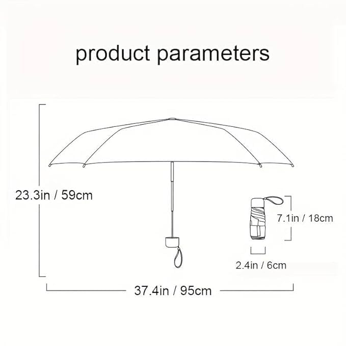 Image of Mini Pocket Umbrella - Compact Travel Umbrella with Case, Lightweight UV Protection, Windproof & Waterproof Folding Manual Umbrella's for Women, Men & Kids -(Multi Color)
