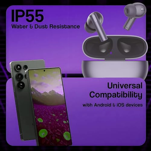 Image of Compatible with Realme Buds Air 6 TWS Earbuds with Active Noise Cancellation, Clear and Powerful Audio, Long Playback Time (Purple)