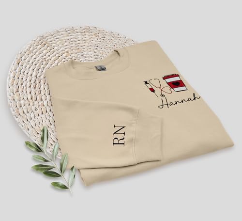 NACRE APPAREL Gift for Nurse RN LN LPN Sweatshirt Registered Nurse Week Custom Add Your Name Embroidered Hoodie Nurse Life3