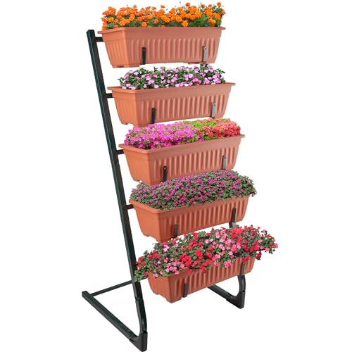 Raised Garden Beds - 5 Tier Vertical Garden Planter - Planters for Outdoor Plants - Gardening and Greenhouse Accessories by Pure Garden (Terracotta)
