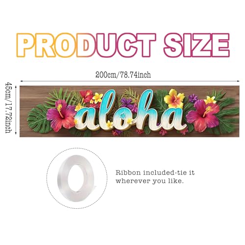 Image of Nuxovilar Aloha Banner Hawaiian Party Decorations 78.7x17.7Inches