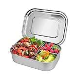 Stainless Steel Bento Lunch Box 47oz/1400ml Premium Lunch Container for Kids Adults 3 compartment Fixed Divided Plastic-Free Sustainable Metal Food Containers for Men Tiffin Box with Stainless Lid